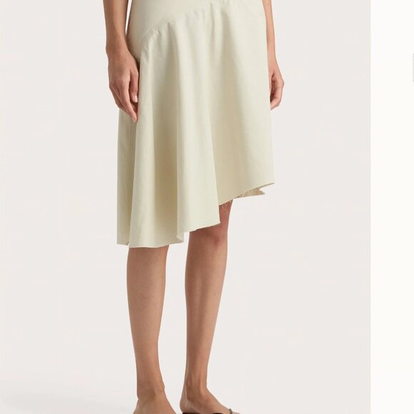 708. FAITHFUL Calais Skirt Foam Cream Asymmetrical Midi Skirt Sz 2 28"W $170 - Picture 4 of 10